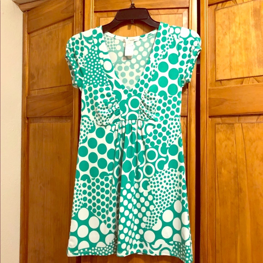 Coolwear Buckle Tunic Green & White Polka Dot